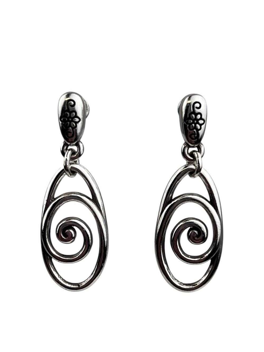 Brighton Rock & Scroll Pierced Drop Earring Costume Silver Plated